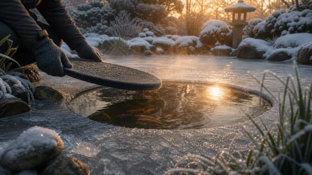 Schlag kein Loch ins Eis: So hältst du deinen Gartenteich sicher offen