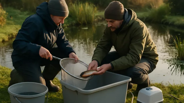 Fische stressfrei aus dem Gartenteich umsetzen