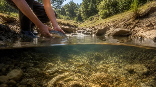 Wenn der Bach im Sommer schrumpft, retten oft nur unscheinbare Gumpen den Fischbestand