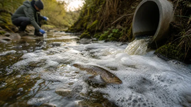 Weißer Schaum am Bach ist oft harmlos – aber drei Merkmale sprechen klar für Abwasser