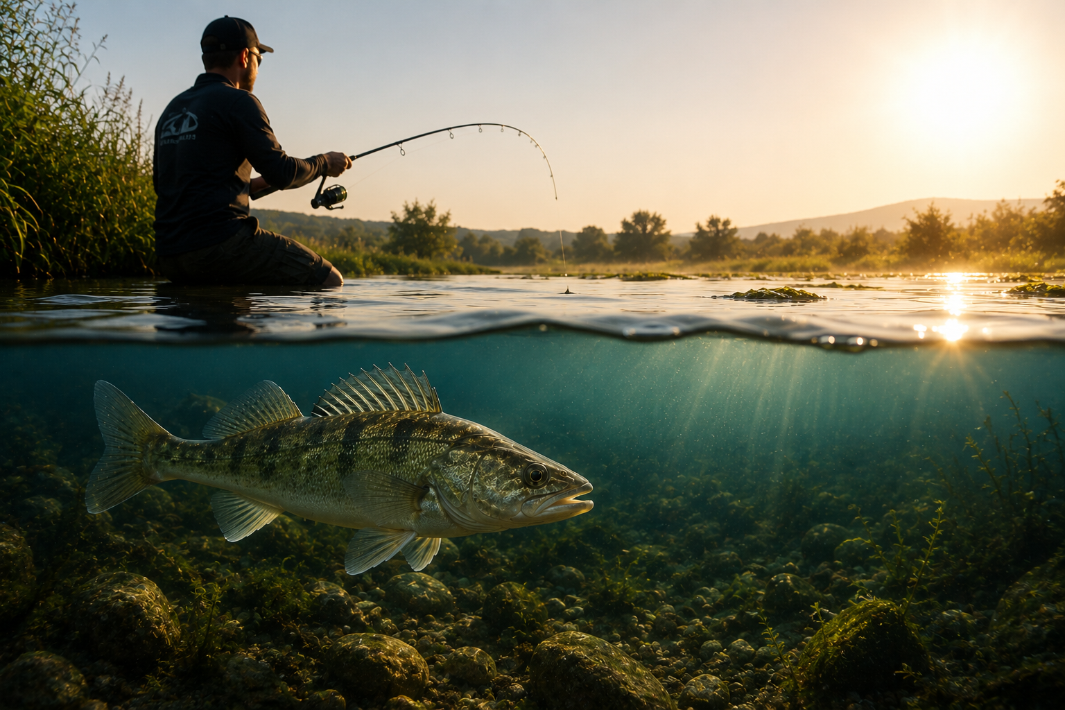 Angler an einem sommerlichen Gewässer – Ratgeber zum Angeln bei Hitze und hohen Wassertemperaturen