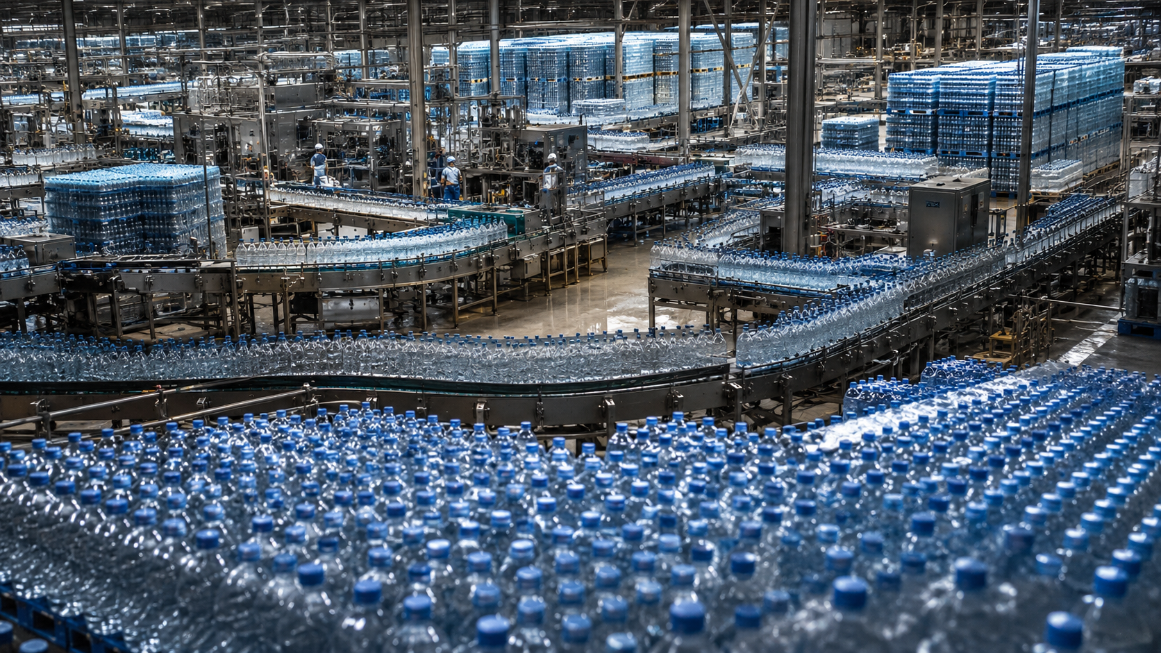 Plastikflaschen in einer Fabrik