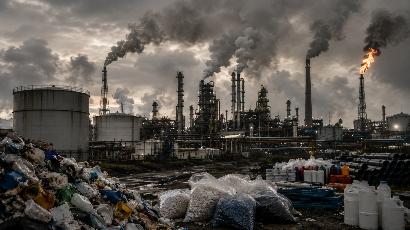 Industrieller Schornstein und fossile Brennstoffe