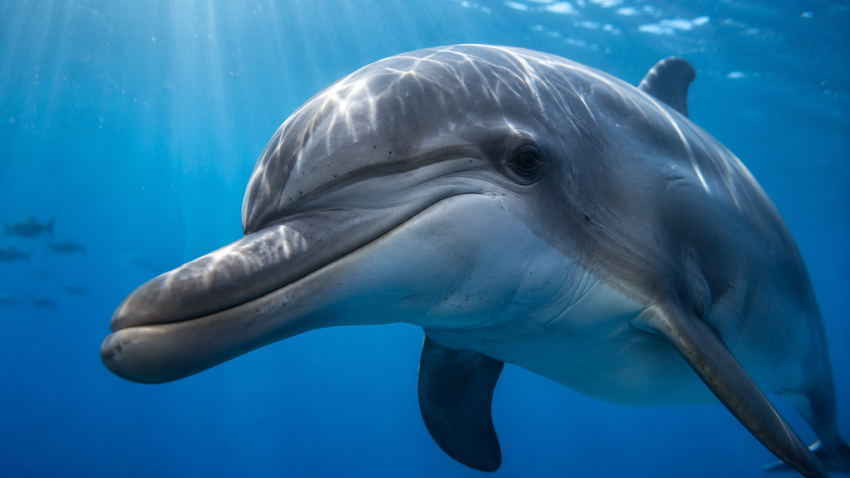 Nahaufnahme eines Delfins unter Wasser