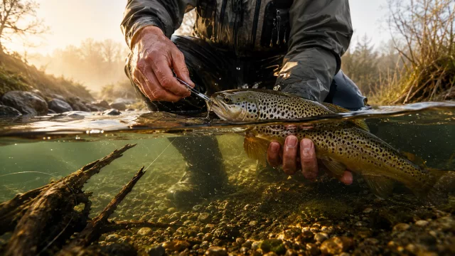 Hänger lösen und Fisch schonend befreien
